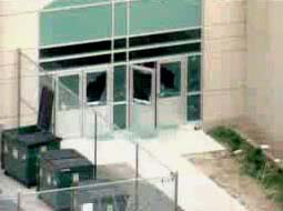 Crime scene photo of the West entrance where Rachel Scott and Richard Castaldo were shot.
