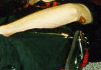 The unexplained bloodstain on Klebold's left elbow