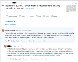 Randy claims some of Dylan's journal pages released were fake