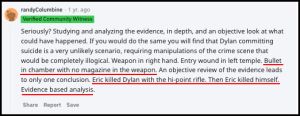 Randy Brown falsely claims Eric killed Dylan with the Hi-Point rifle.