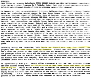 Report of the 1998 van break-in incident