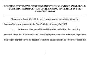 Sue Klebold wanted the depositions destroyed