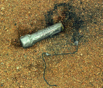 One of Klebold's pipe bombs with a long fuse